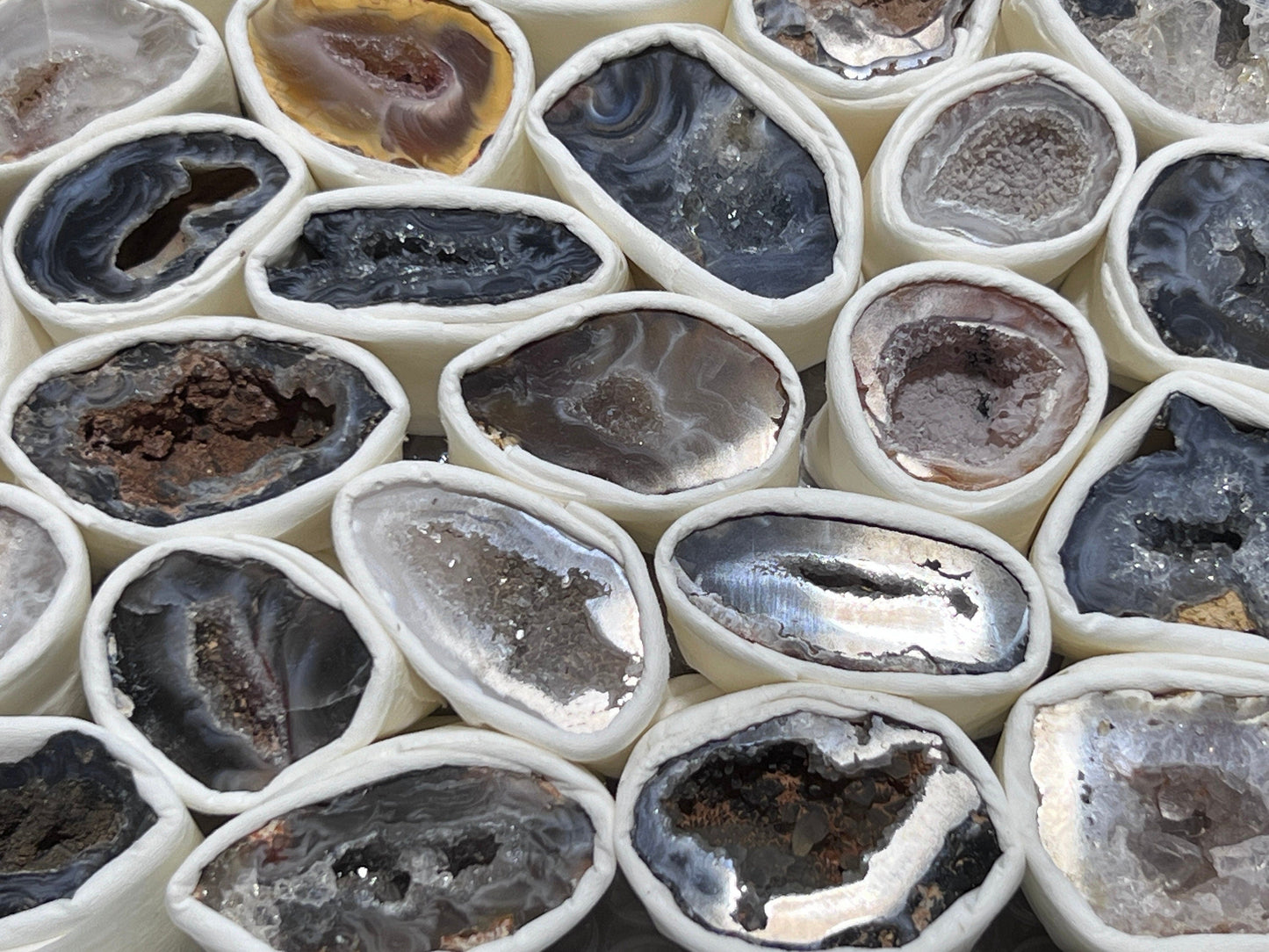 Oco Geode Cut Crystals (Avg 3.5 LBs) Box Flat Bulk Wholesale Lot Rough Raw Stones Natural Gemstones