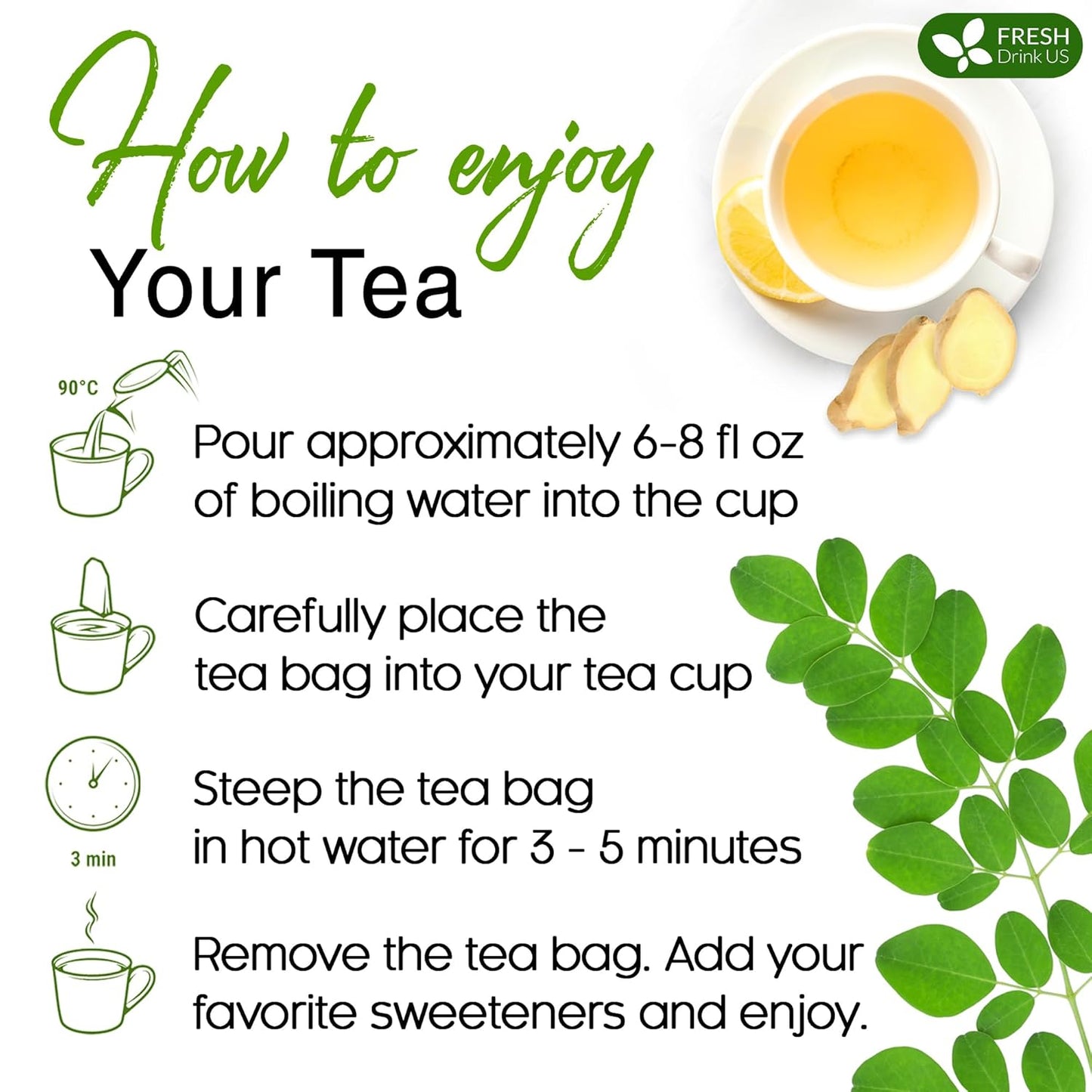 Premium Moringa Ginger Peppermint Herbal Tea