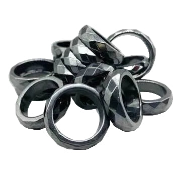 (set of 50) Faceted Hematite magnetic rings