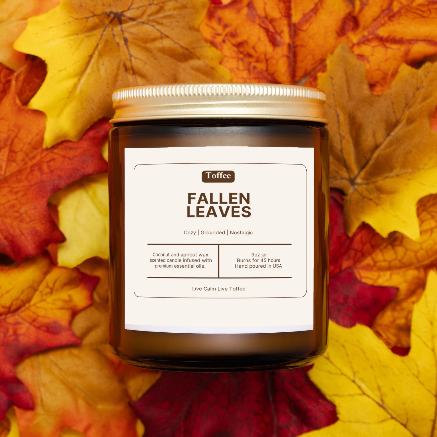 Fallen Leaves Candle Amber Jar 9oz