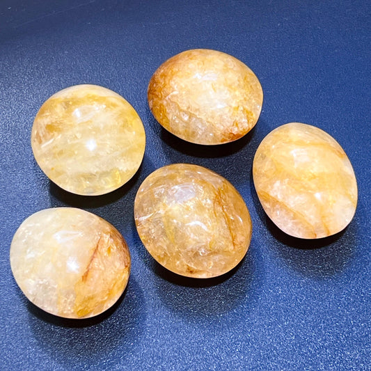 Golden Healer Quartz Palm Stone Gemstone Home Decor Carving Supply