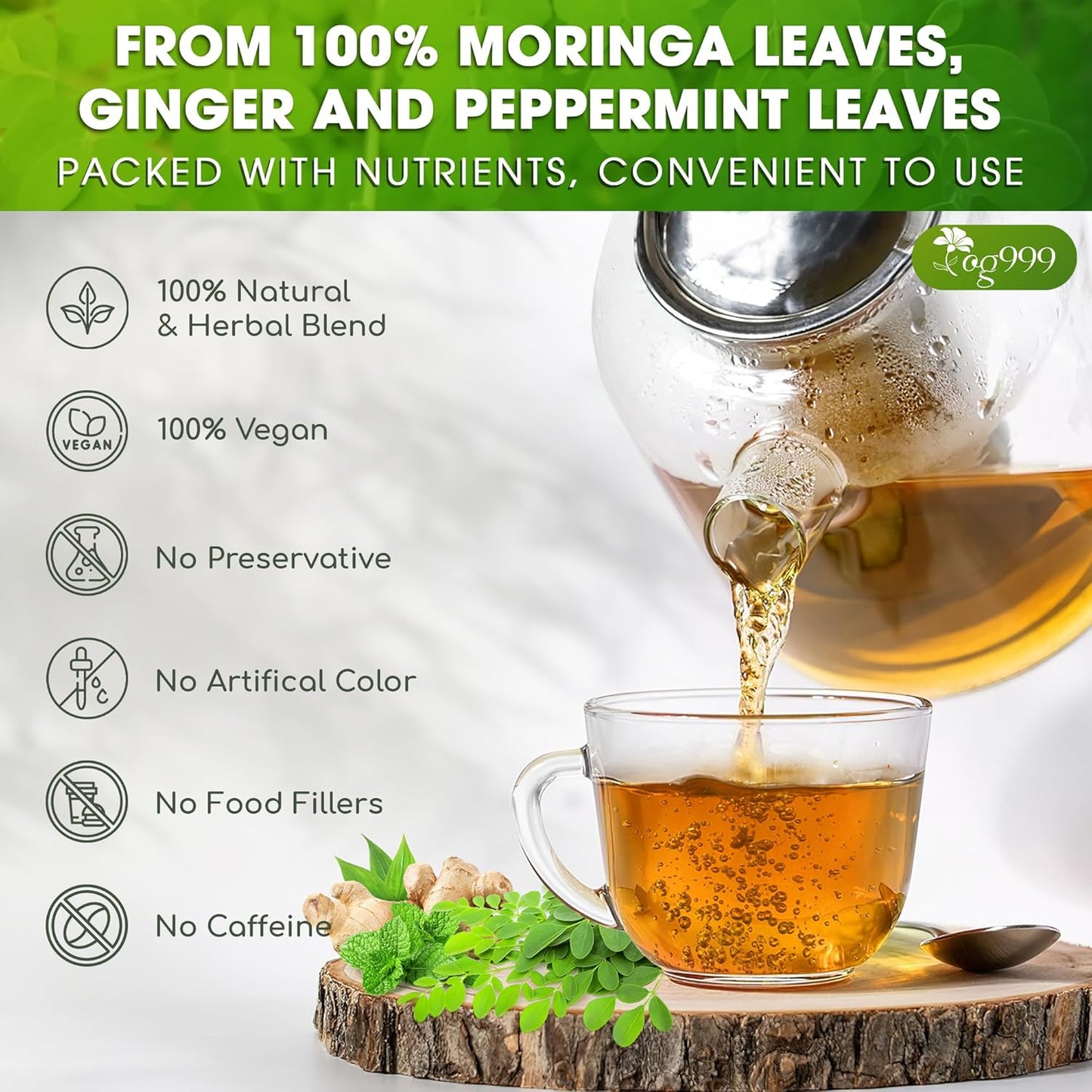 Premium Moringa Ginger Peppermint Herbal Tea