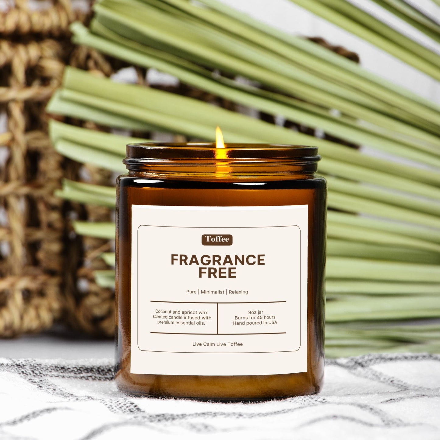 Fragrance Free Candle Amber Jar 9oz