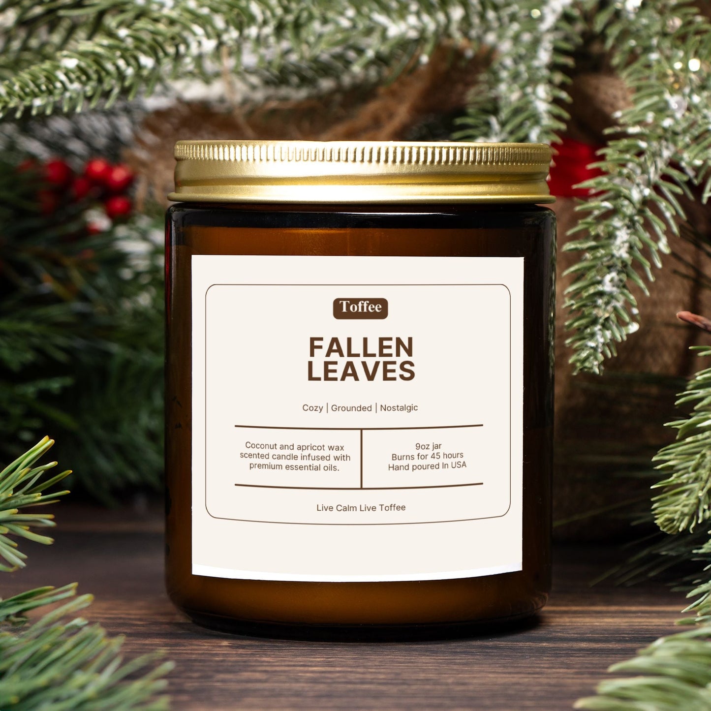 Fallen Leaves Candle Amber Jar 9oz