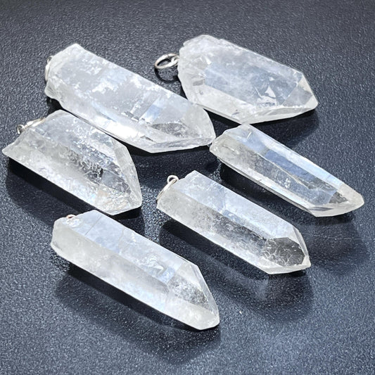 Raw Quartz Crystal Pendant Rough Clear Point Necklace