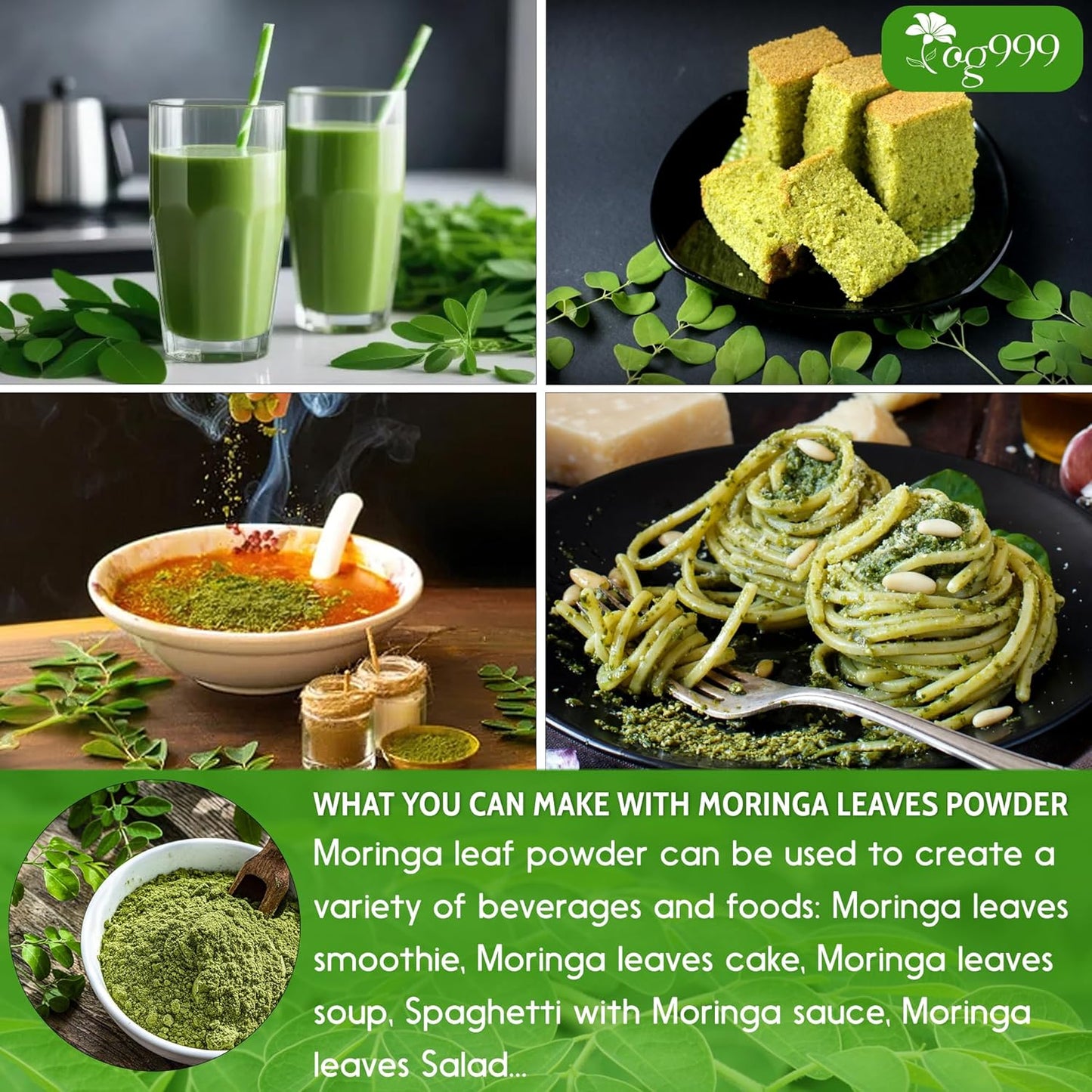 Premium Moringa Leaf Powder, 100% Natural & Pure