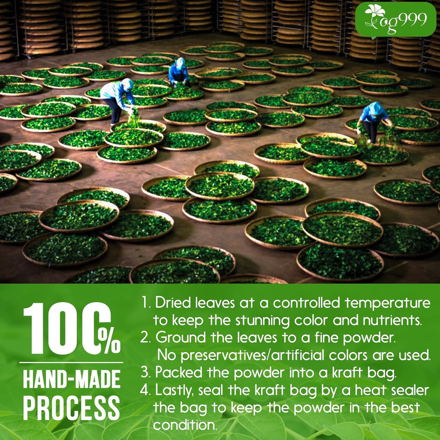 Premium Moringa Leaf Powder, 100% Natural & Pure