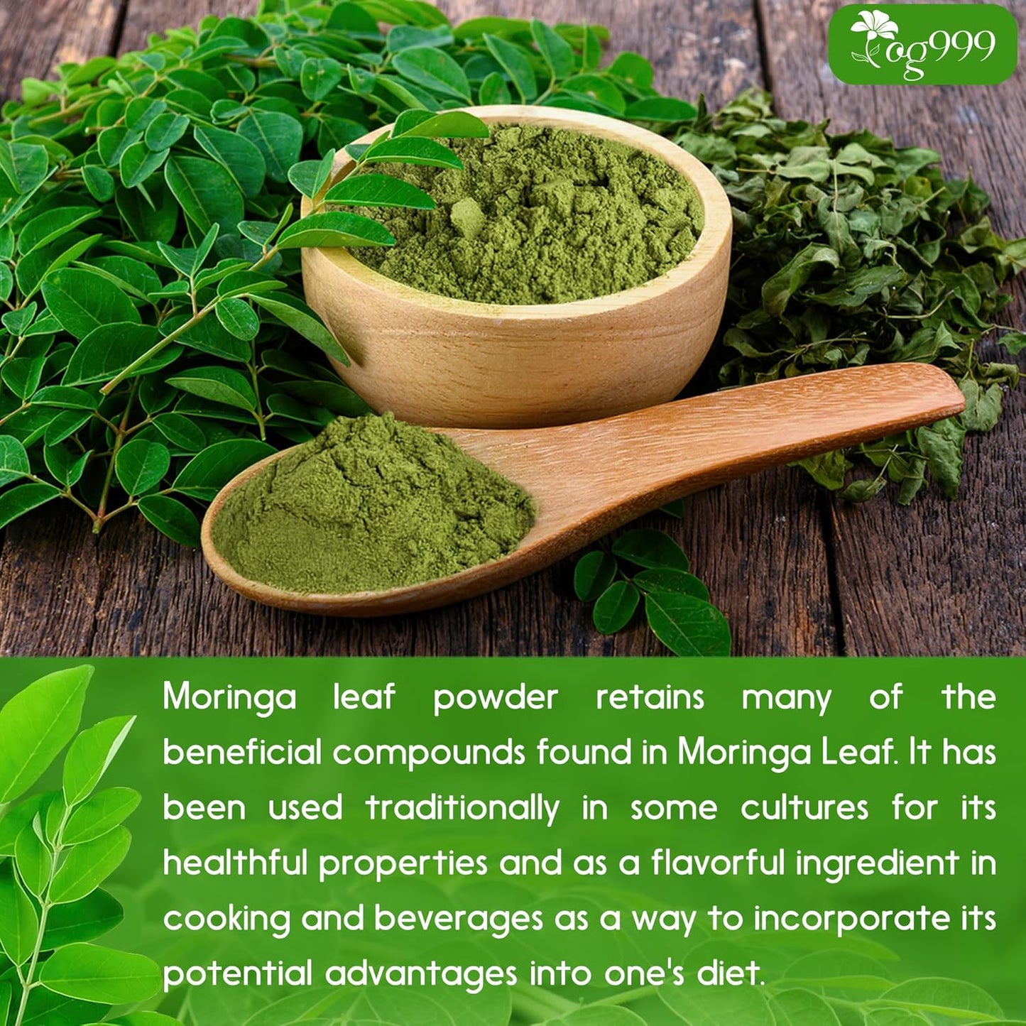 Premium Moringa Leaf Powder, 100% Natural & Pure