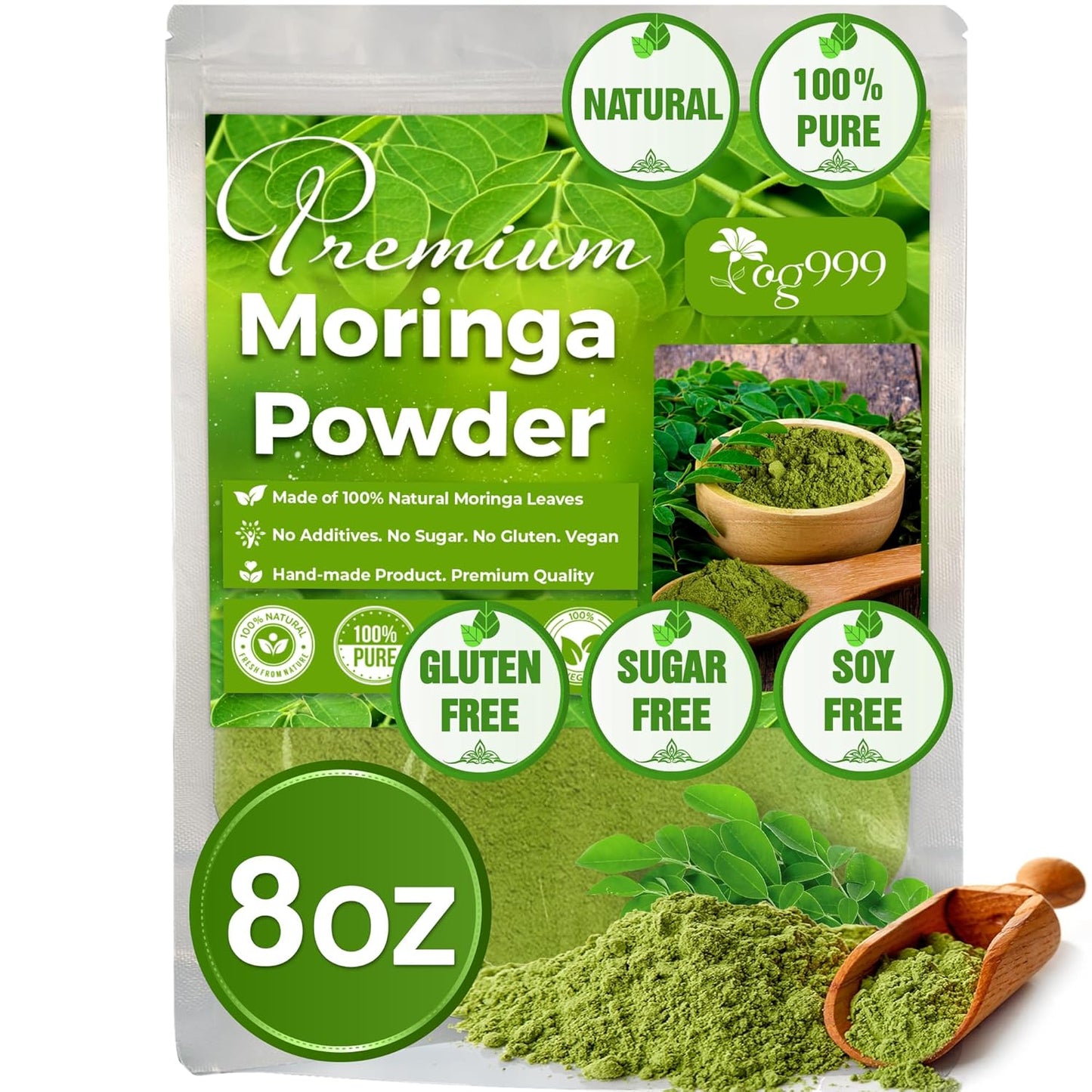 Premium Moringa Leaf Powder, 100% Natural & Pure