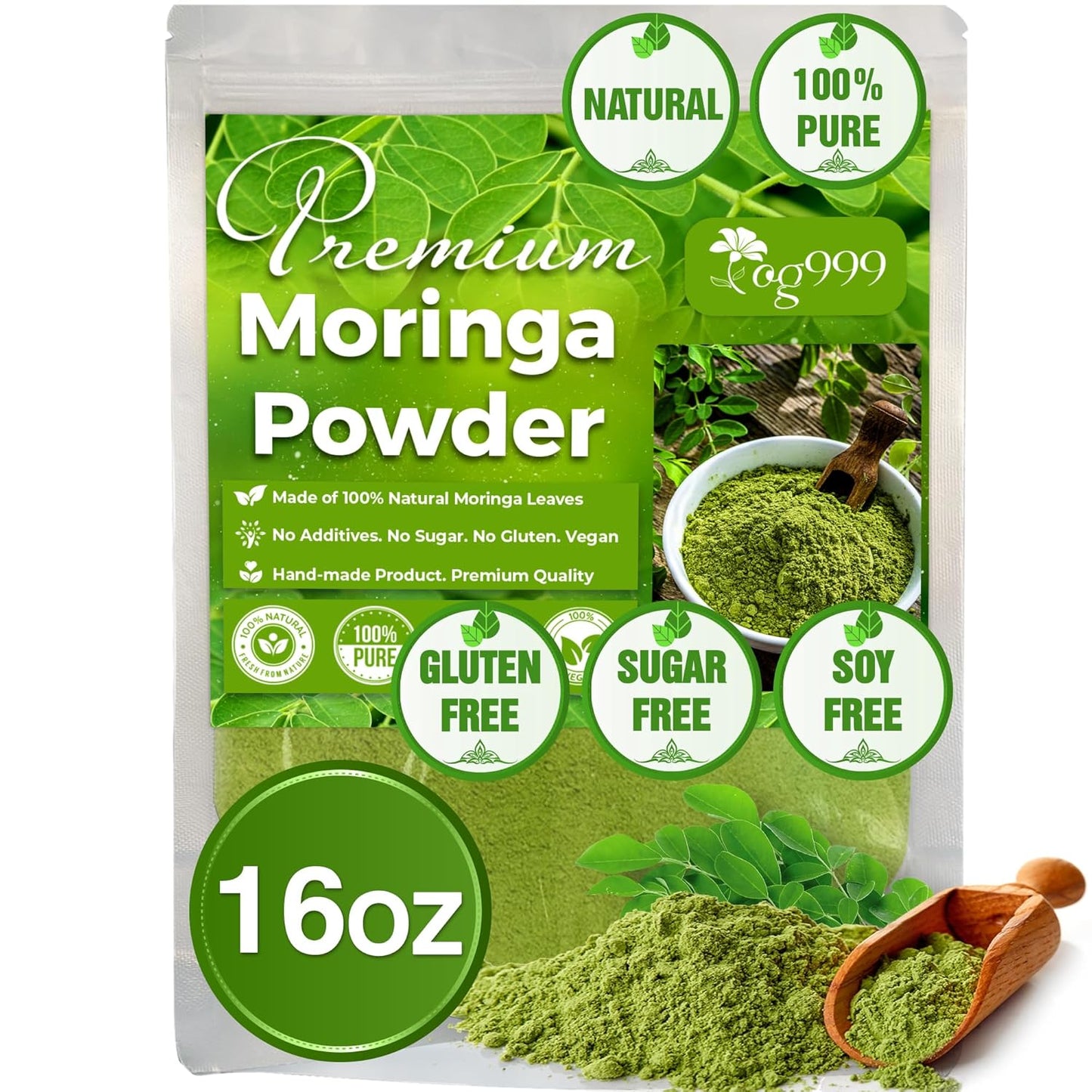 Premium Moringa Leaf Powder, 100% Natural & Pure