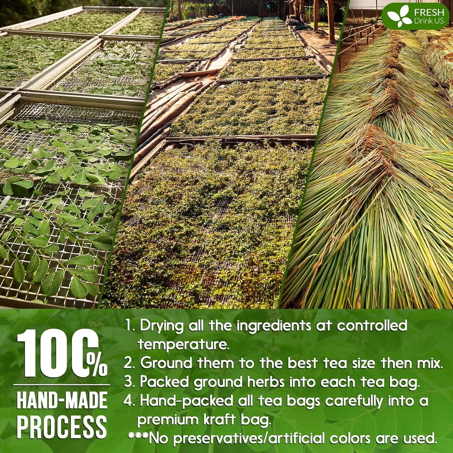 Premium Tulsi Moringa Lemongrass Tea Bags, 100% Natural