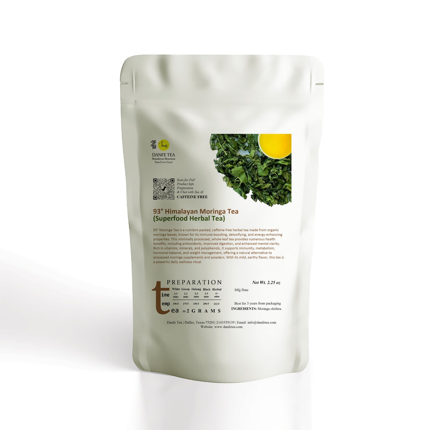 93° Himalayan Moringa Tea (Caffeine-Free Superfood Herbal Tea)