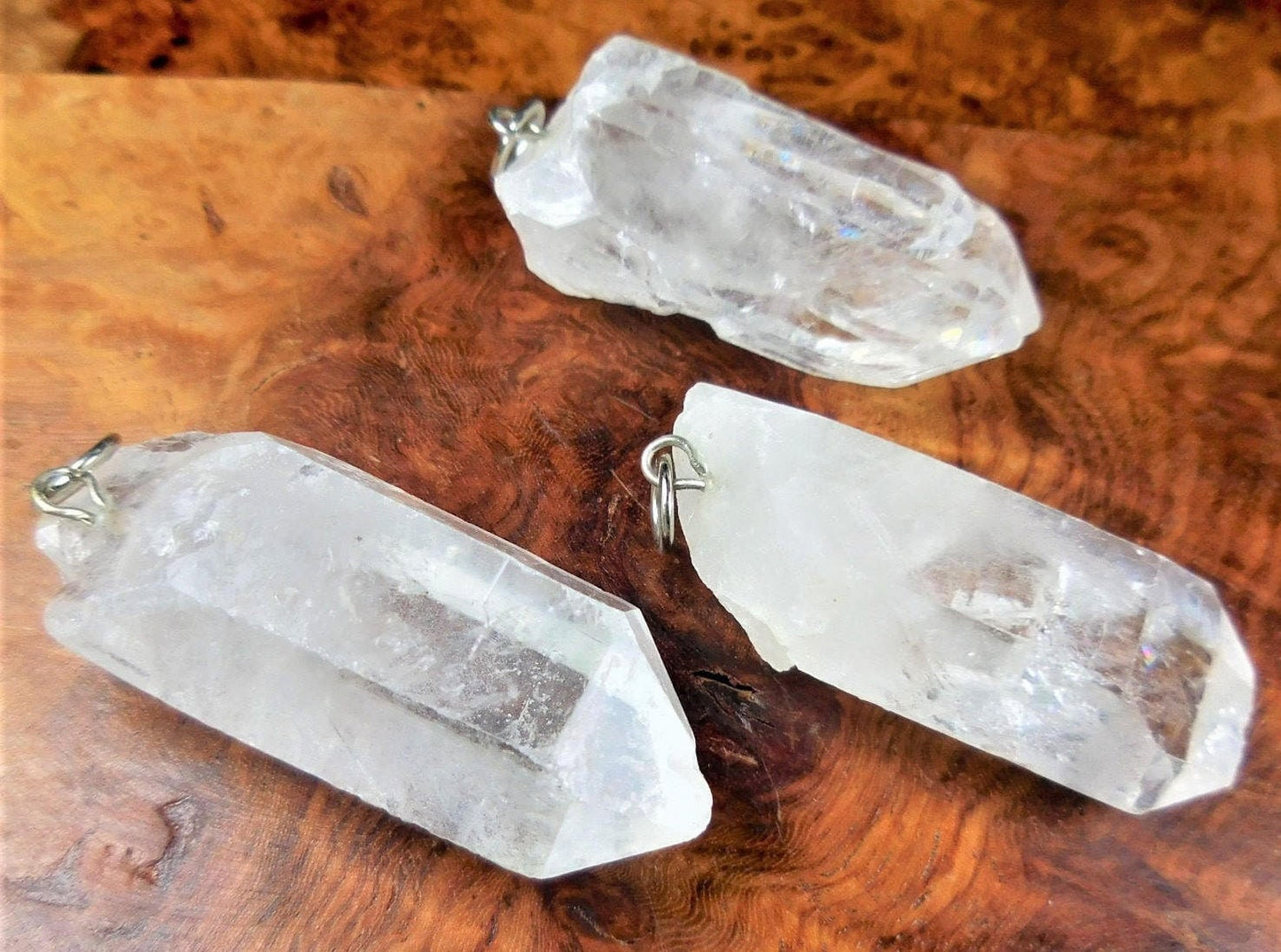 Raw Quartz Crystal Pendant Rough Clear Point Necklace