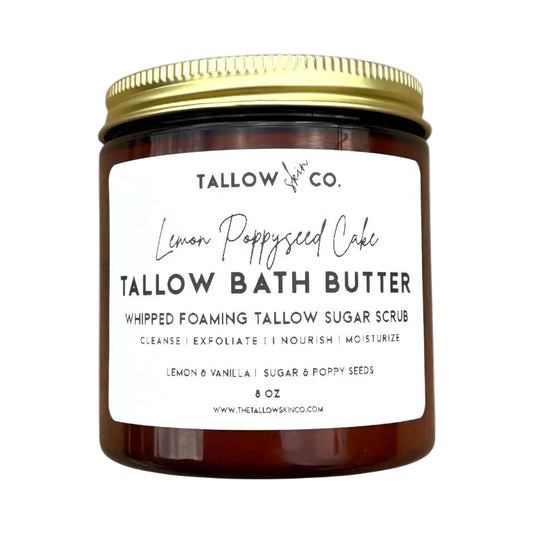 FOAMING TALLOW BATH BUTTER | LEMON POPPYSEED CAKE SUGAR SCRUB