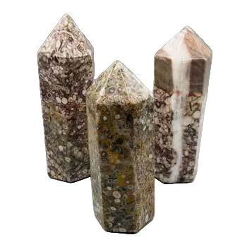 ~5+" White Leopard Skin Jasper obelisk