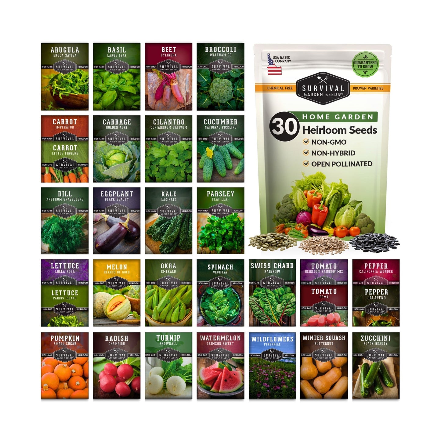 Family Home Garden Kit - 30 Easy to Grow Seeds for a Victory Garden