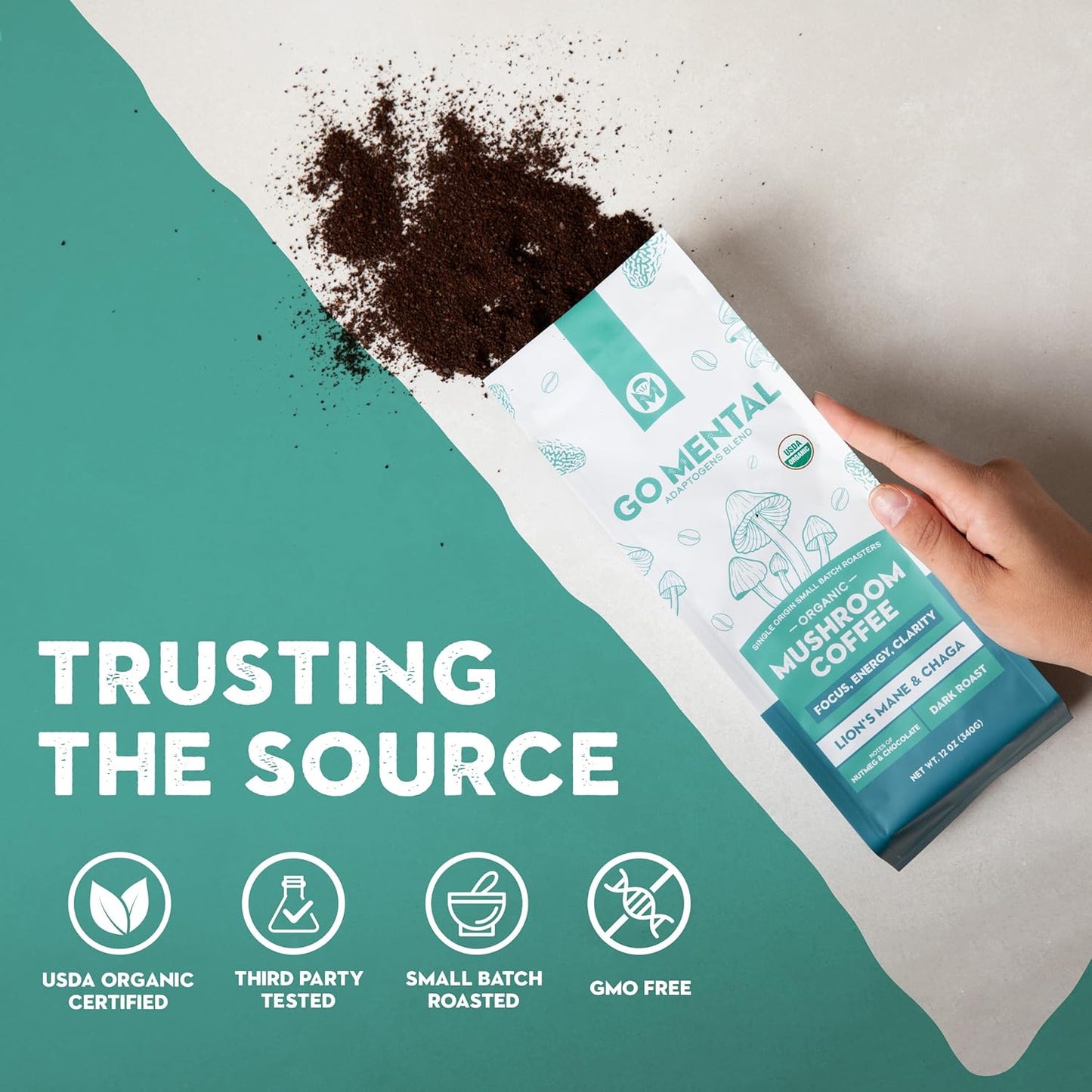 Organic Lion's Mane and Chaga Mushroom Coffee Dark Roast