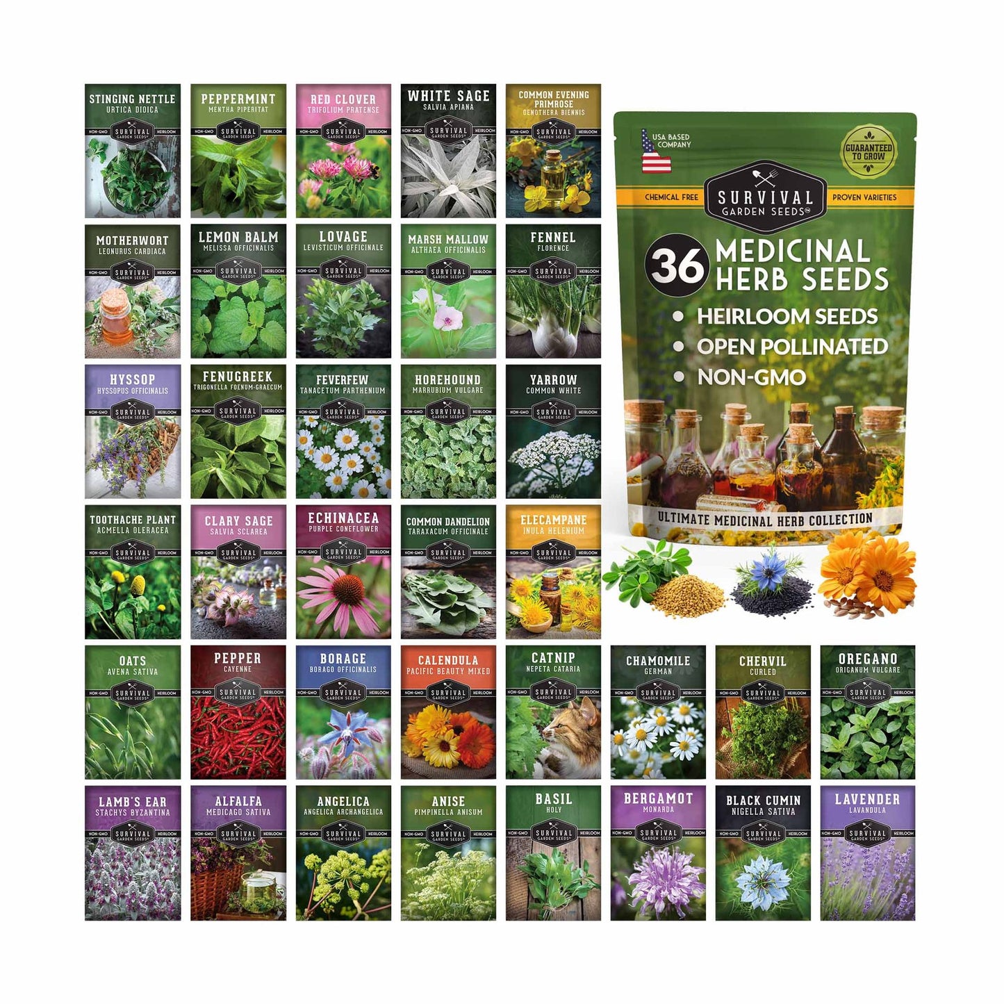 Medicinal Herb Garden - 36 Heirloom Seed Varieties for a Wellness Garden