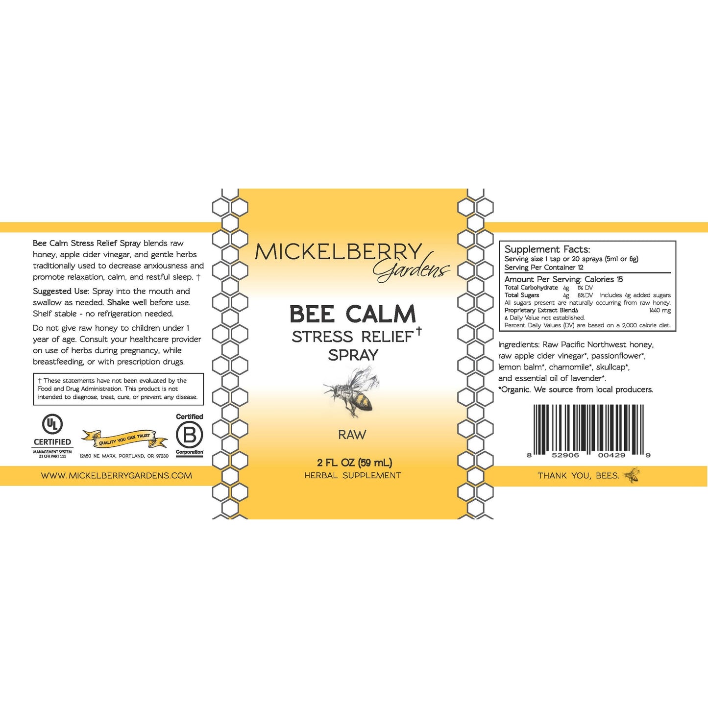 Bee Calm Stress Relief Spray