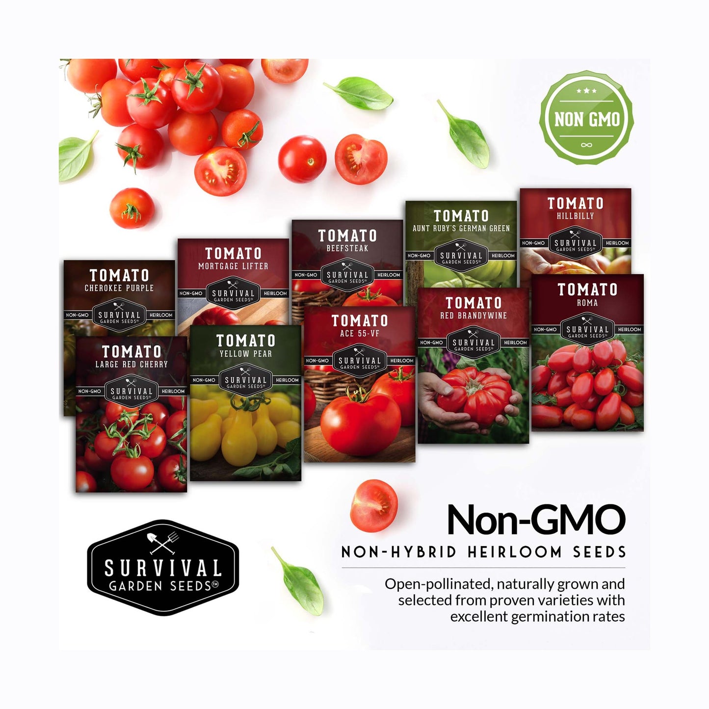 10 Tomato Seed Collection - A Rainbow of Heirloom Tomato Varieties