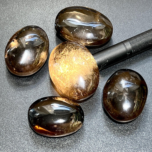 Smoky Quartz Crystal Palm Stone Gemstone Home Decor Carving Supply