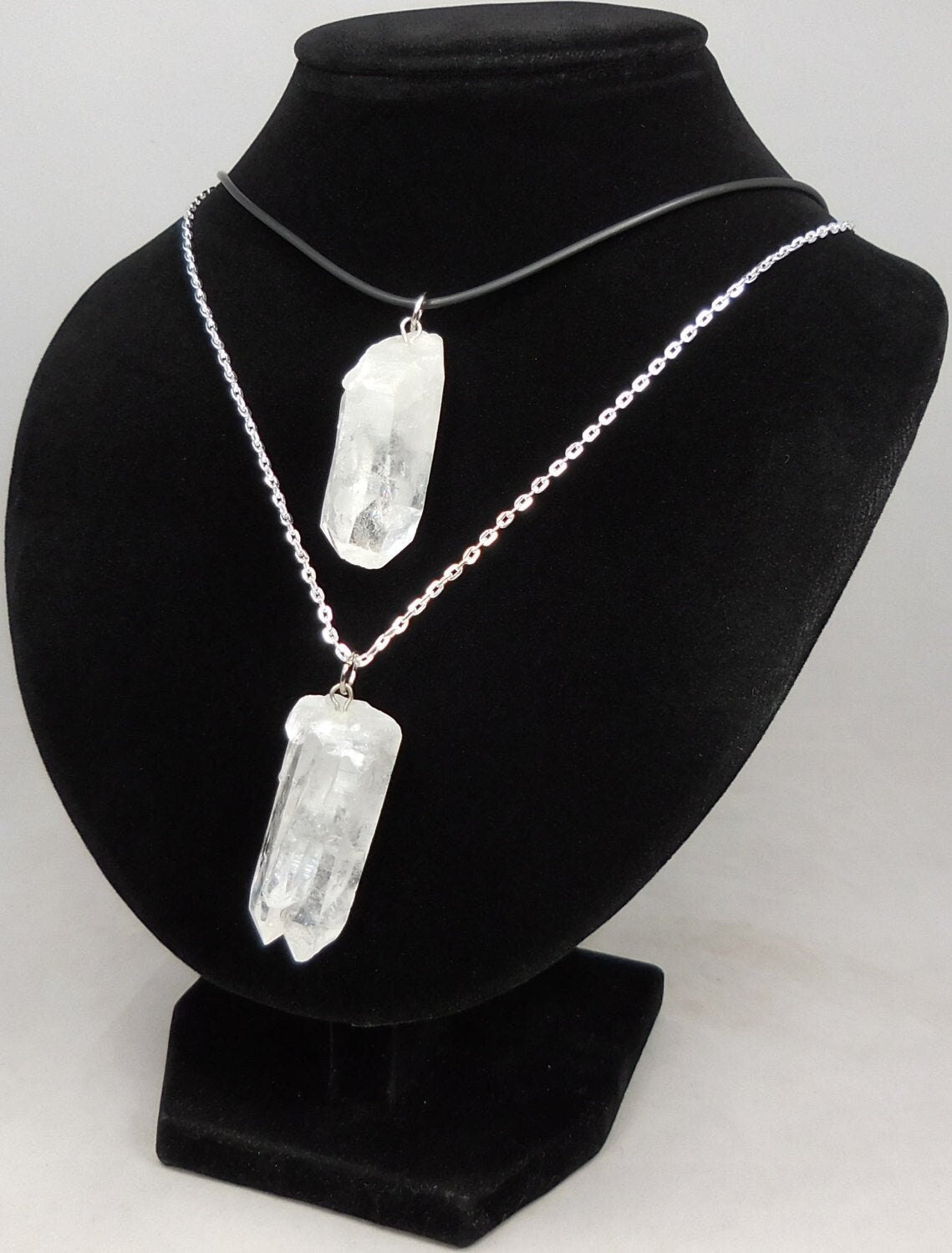 Raw Quartz Crystal Pendant Rough Clear Point Necklace