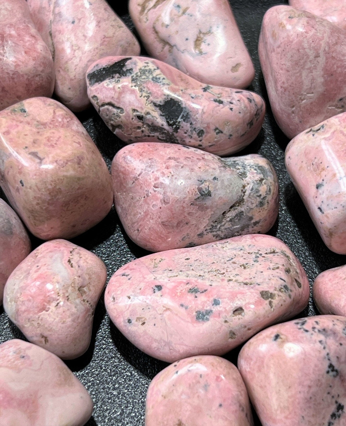 Pink Rhodonite Tumbled Stones (By The Piece or Pound) Bulk Wholesale Lot
