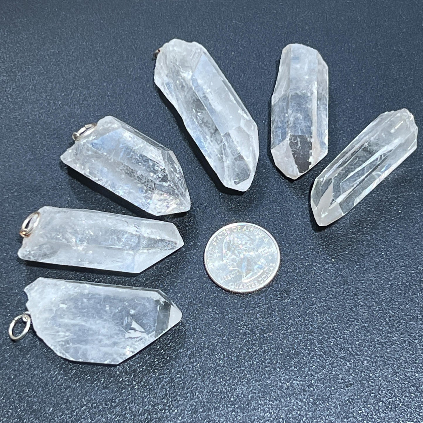 Raw Quartz Crystal Pendant Rough Clear Point Necklace