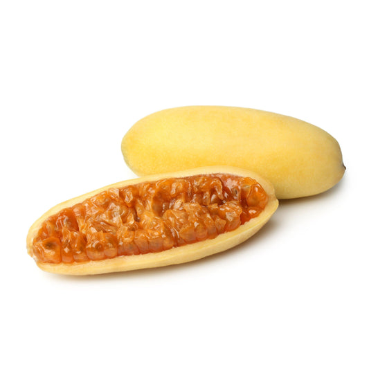 10 BANANA PASSION FRUIT Pink Passion Flower Passiflora Mollissima Yellow Skin Orange Pulp Vine Seeds