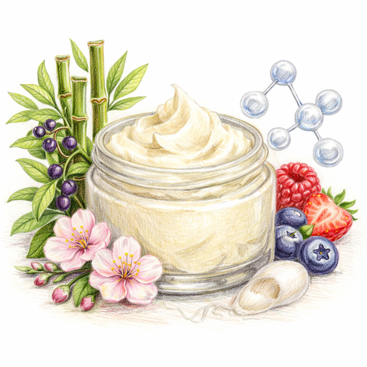 Body Butter Base Premium (Renew and Strengthen Blend) with Bukachoil, Bamboo, Cherry Blossom, & Fruit Alpha Hydroxy Acids, Silk Extract