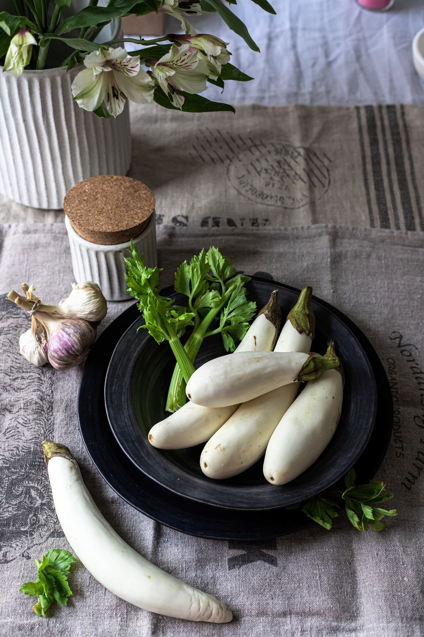 40 White Star FINGER FRUIT EGGPLANT Solanum Melongena Aubergine Fruit Vegetable Seeds